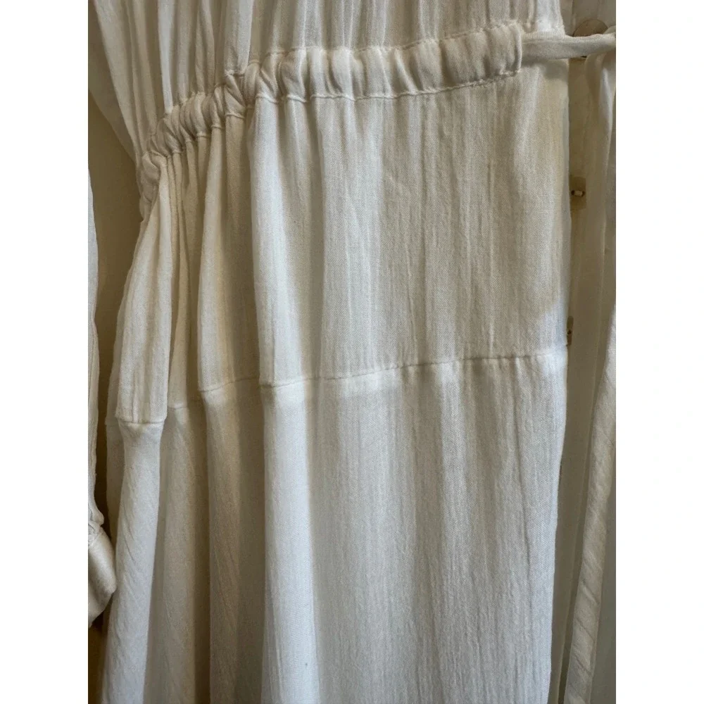 Free People Cream Maxi Button-Front Ruffled Bohemian Sea La Vie Dress - Picture 6 of 16